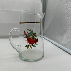 West Virginia Glass American Songbirds Ice Lip Pitcher Juice Glass 6 3/4"